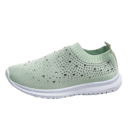 Damen Elastischer Slip-On Strick-Sneaker mit Strassbesatz Shop Nory