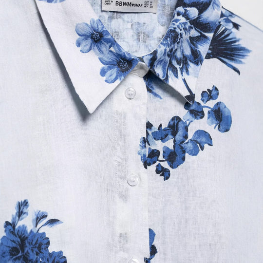 Damen Lockeres Hemd mit floralem Alloverprint und durchgehender Knopfleiste Shop Nory