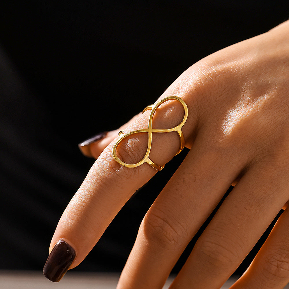Damen goldfarbener Edelstahl Ring mit filigranem Design Shop Nory