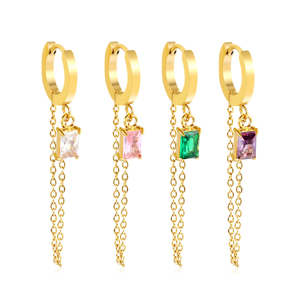 Damen Hängende Ohrhänger mit funkelnden Kristallen und eleganter Goldverzierung Shop Nory