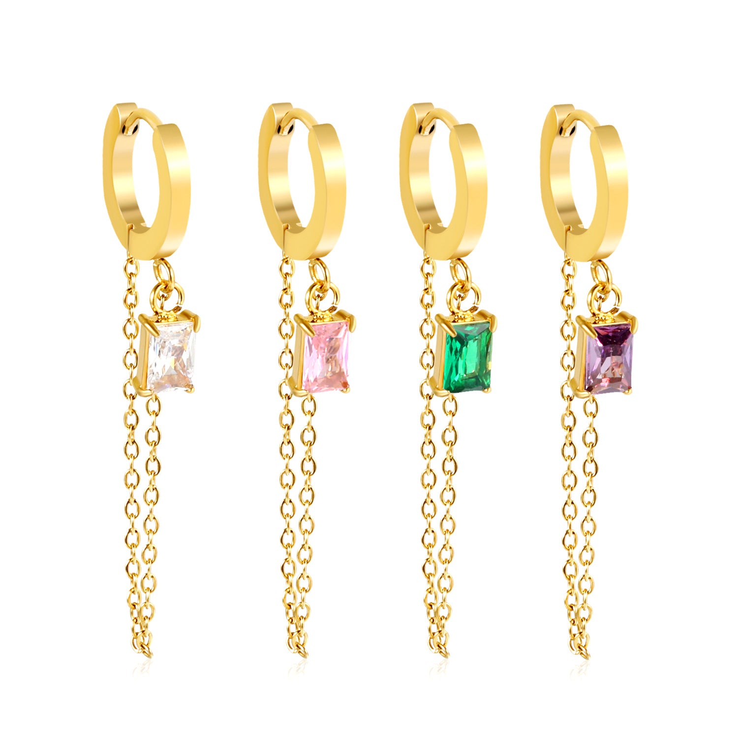 Damen Hängende Ohrhänger mit funkelnden Kristallen und eleganter Goldverzierung Shop Nory