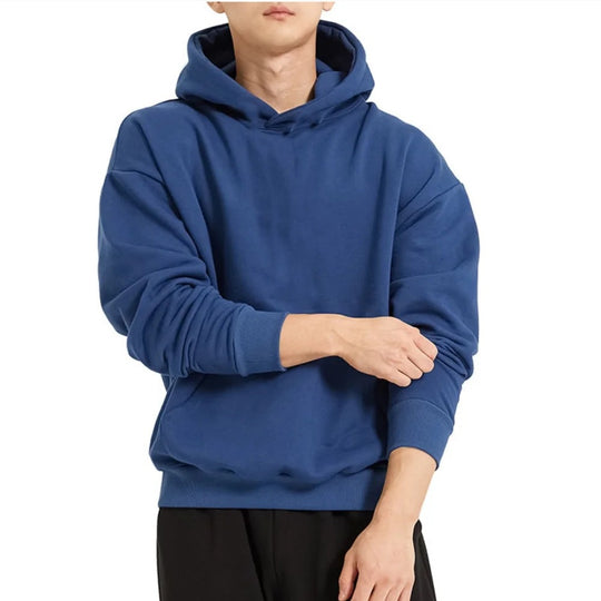 Herren nan schwerer Kapuzenpullover im Boxy-Cut mit Kängurutasche, geripptem Saum und angerauter Innenseite Shop Nory