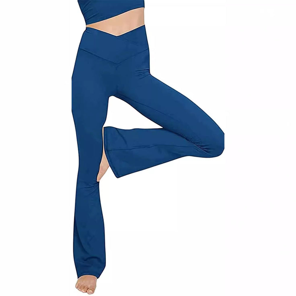 Damen Bootcut Yoga-Hose aus elastischem Material mit hohem Bund Shopnory