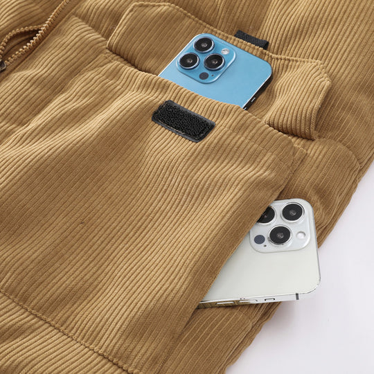 Herren Cord-Utility-Steppweste mit Teddyfutter, hohem Stehkragen und aufgesetzten Klappentaschen Shop Nory