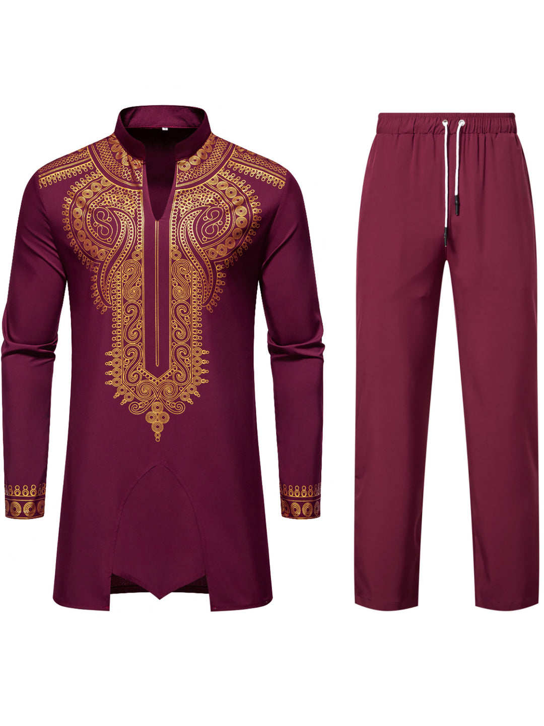 Herren Traditionelles besticktes Tunika‑Set mit Mandarinkragen und elastischer Hose Shop Nory