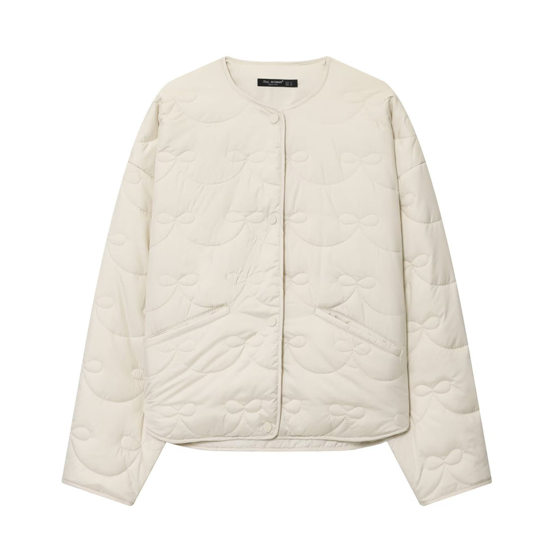 Damen Steppjacke ohne Kragen mit dekorativer Schleifen‑Steppung und Druckknopfverschluss Shop Nory