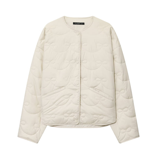 Damen Steppjacke ohne Kragen mit dekorativer Schleifen‑Steppung und Druckknopfverschluss Shop Nory