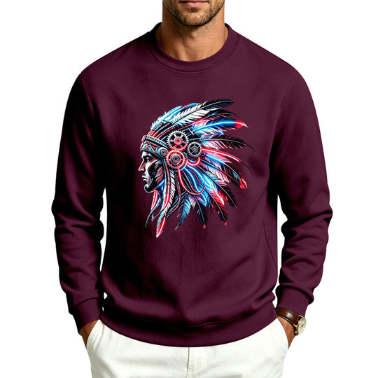 Herren Sweatshirt mit detailreichem Federschmuck-Print Shop Nory