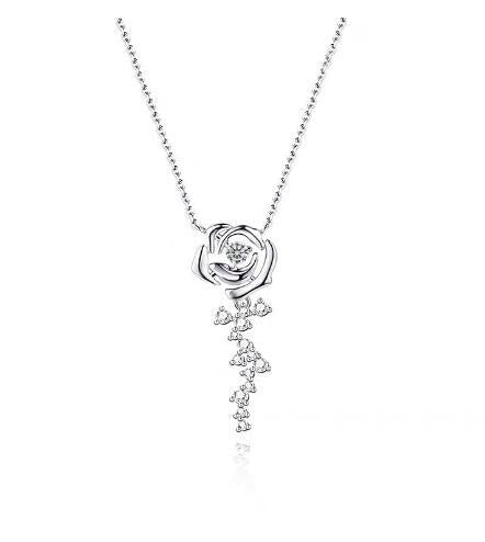 Damen Halskette mit kunstvollem Rosenanhänger und funkelnden Zirkonsteinen Shop Nory