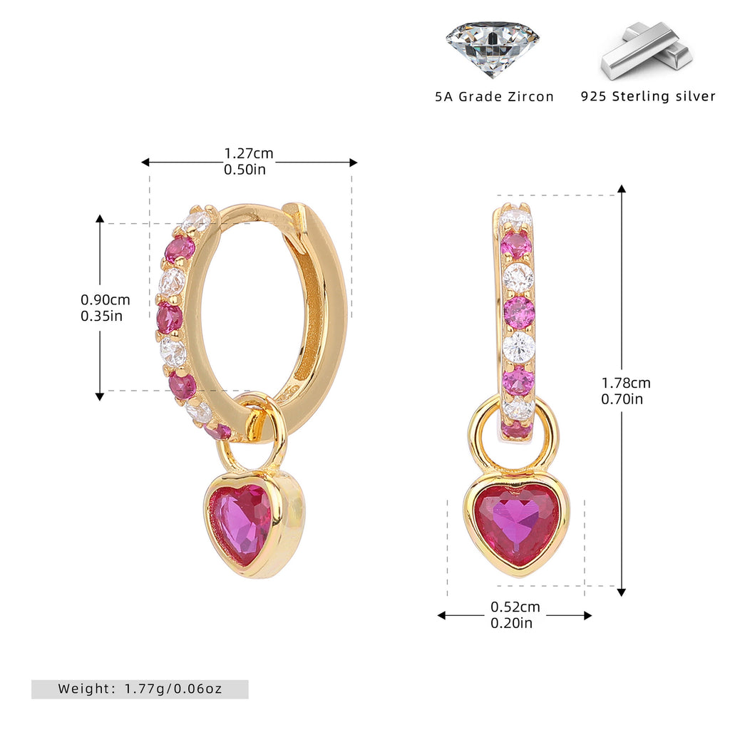 Damen Ohrhänger mit herzförmigem Anhänger aus 925 Sterling Silber und funkelnden Zirkonia Shop Nory