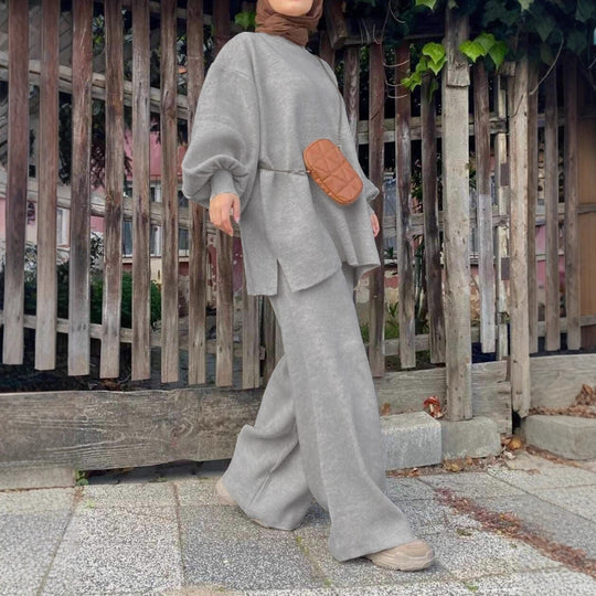 Damen Oversize-Strickset mit Ballonärmeln & weitem Palazzo-Hosenbein Shop Nory