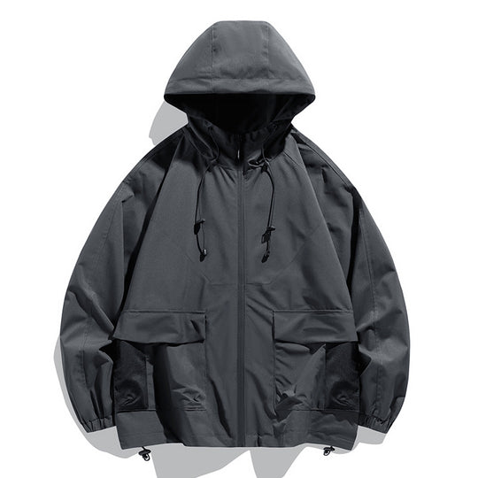 Herren Oversize Kapuzen-Windbreaker mit Multi‑Taschen, Mesh‑Einsätzen und Kordelzug Shop Nory