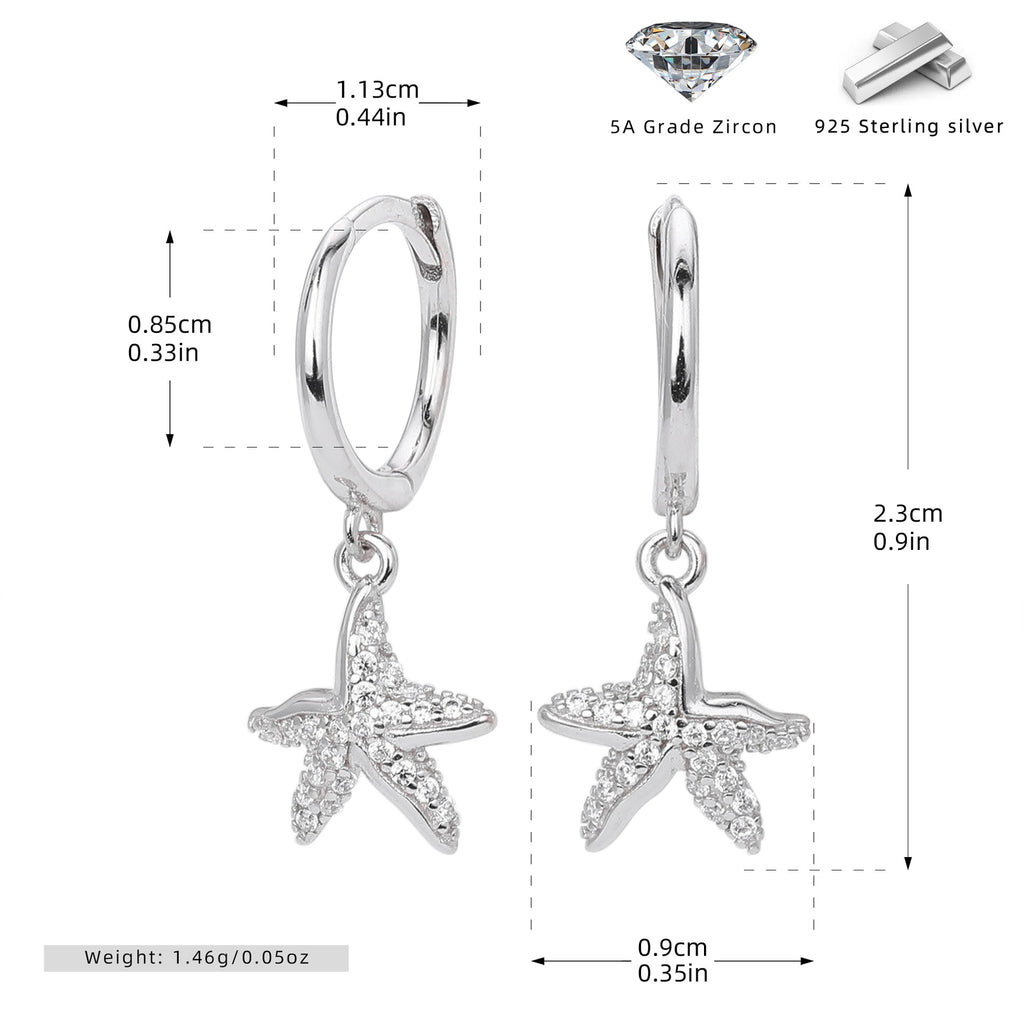 Damen Ohrhänger mit funkelndem Sternenanhänger und hochwertigem 925 Sterling Silber Shop Nory