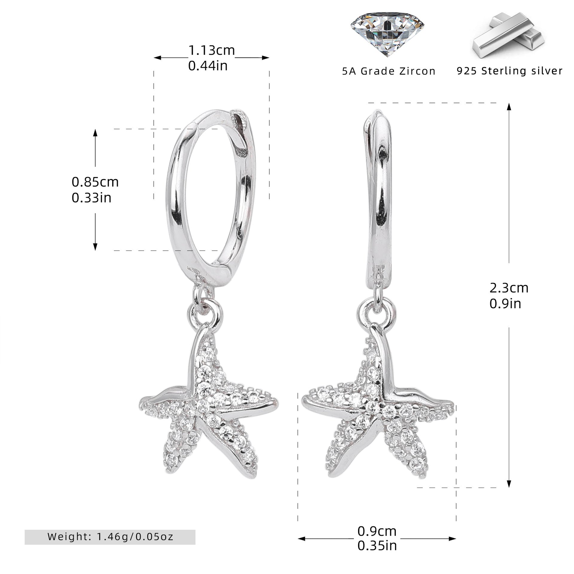 Damen Ohrhänger mit funkelndem Sternenanhänger und hochwertigem 925 Sterling Silber Shop Nory