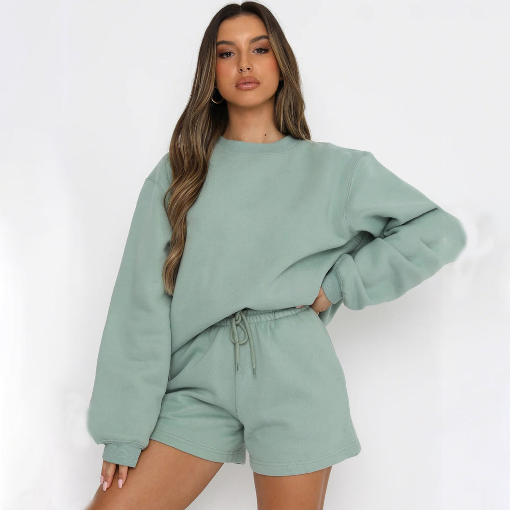 Damen Lässiges Sweater-Shorts-Set mit hohem Tragekomfort