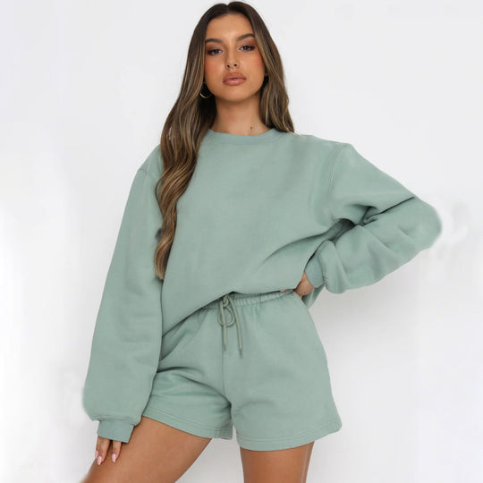 Damen Lässiges Sweater-Shorts-Set mit hohem Tragekomfort