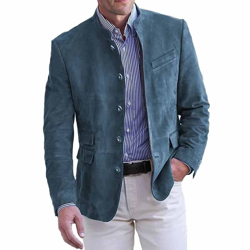Herren Veloursleder Blazer mit Stehkragen und Pattentaschen Shop Nory