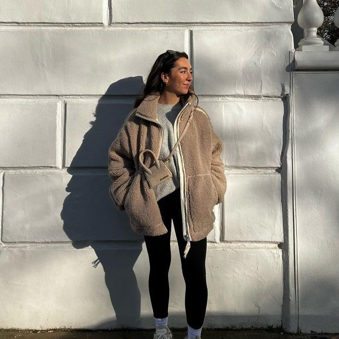 Damen Teddy-Fleecejacke mit Stehkragen Shop Nory