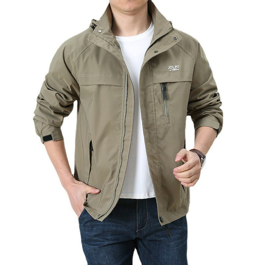 Herren Atmungsaktive Übergangs-Softshelljacke im Field‑Stil mit verdeckter Kapuze und Reißverschluss‑Brusttasche Shop Nory