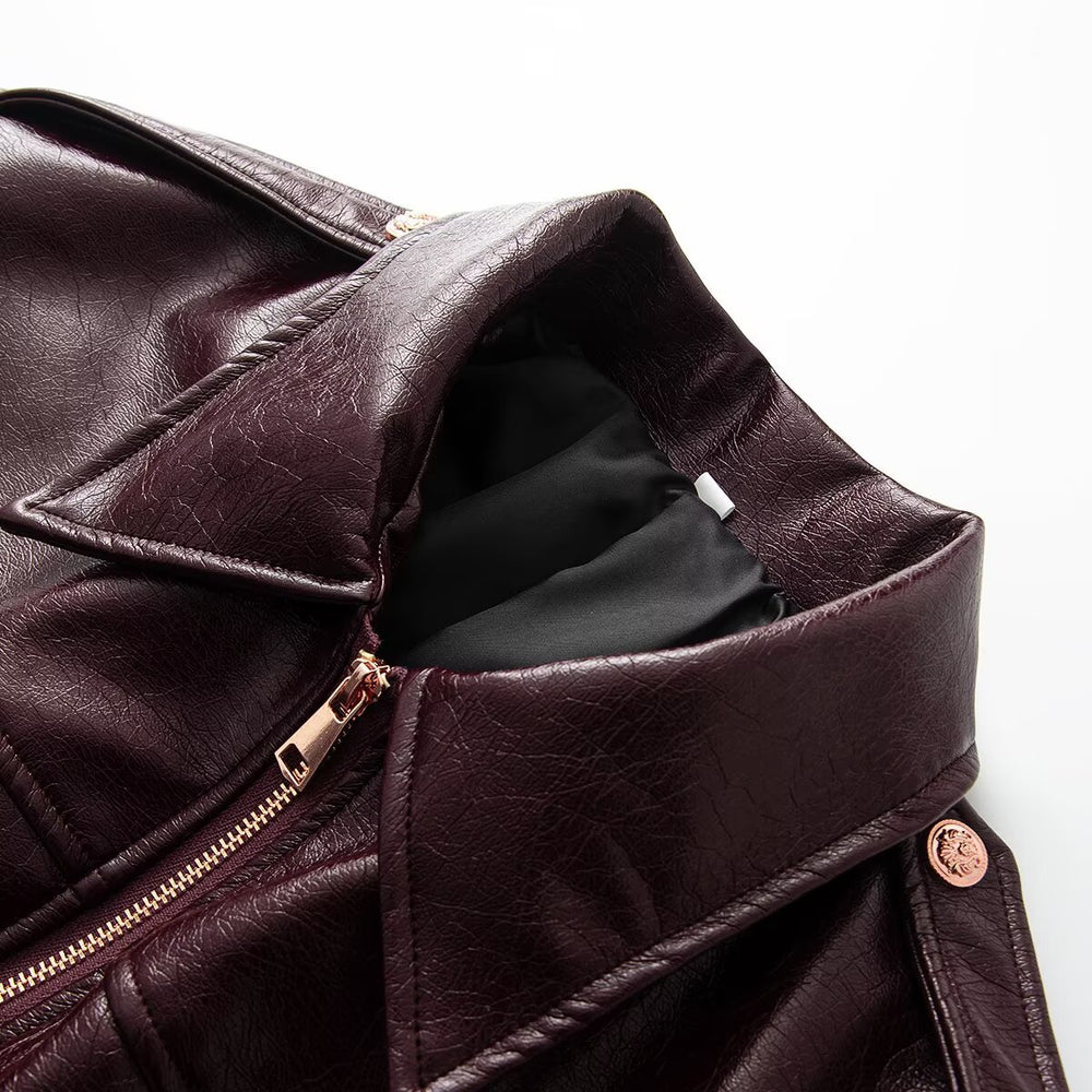 Damen Kurzjacke im Corsagenstil aus Lederoptik mit betonten Schultern Shop Nory