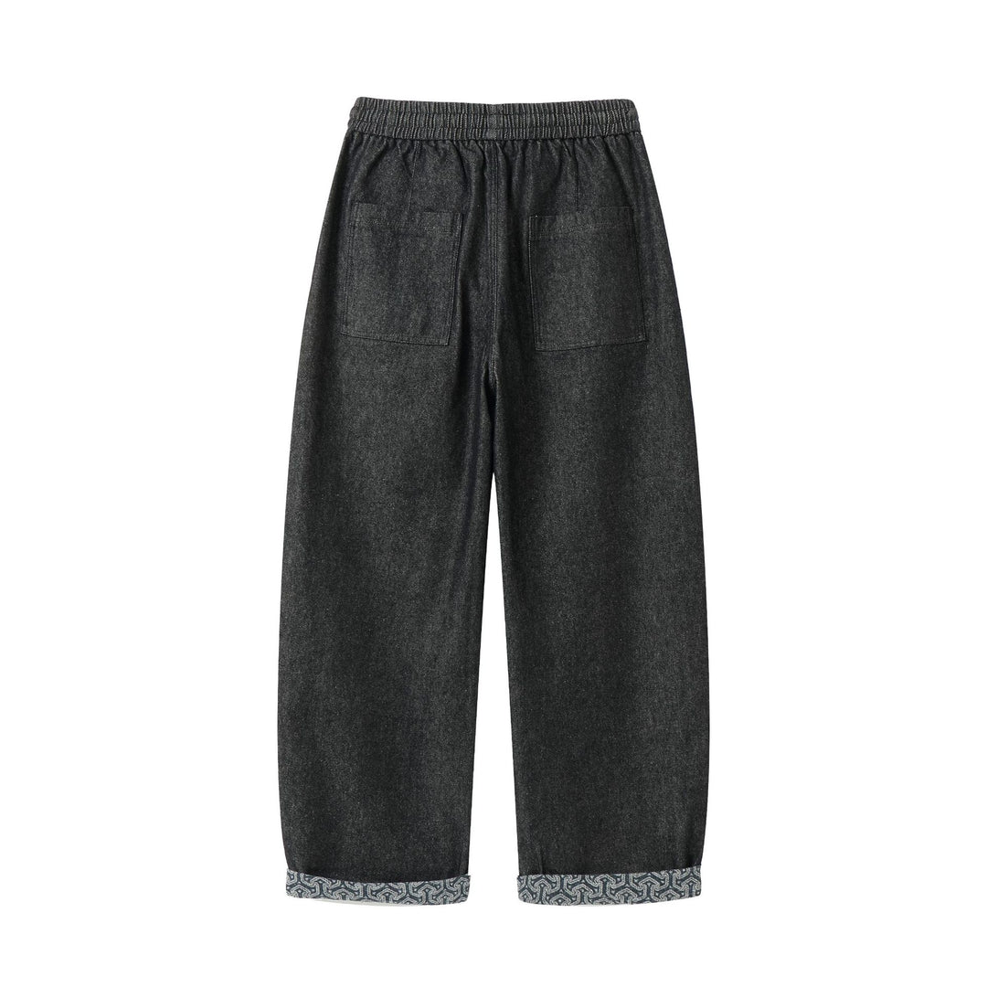 Damen Culotte-Jeans mit elastischem Tunnelzugbund und gemustertem Umschlag Shop Nory