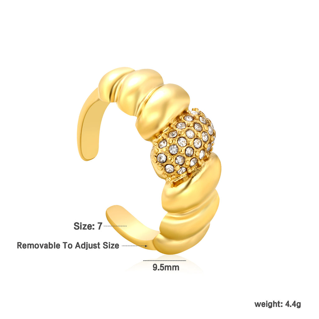 Damen Verstellbarer Ring mit glitzernden Zirkonia und modernen Grüntönen Shop Nory