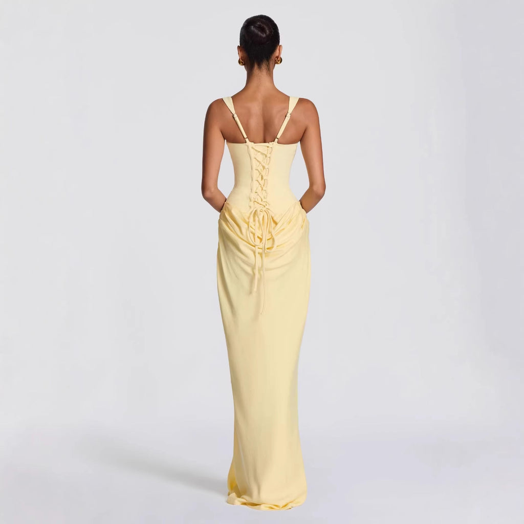 Damen Fließendes Maxi-Kleid mit asymmetrischem Schnitt und raffiniertem Drapé