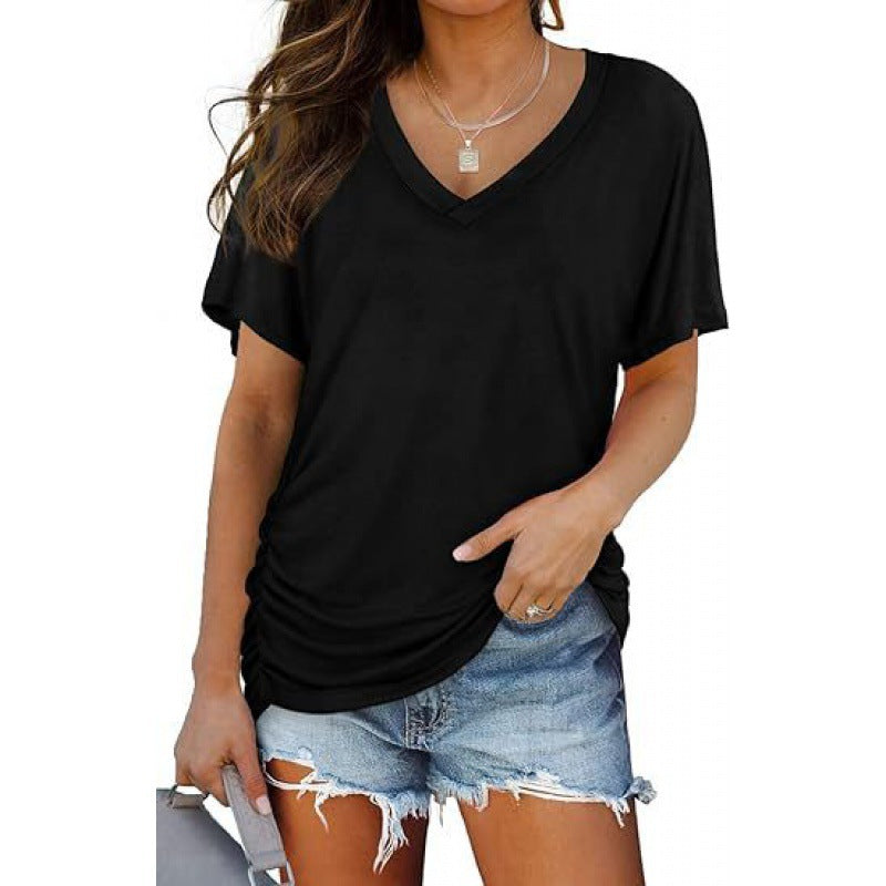 Damen V-Ausschnitt T-Shirt Aus Weichem Single Jersey
