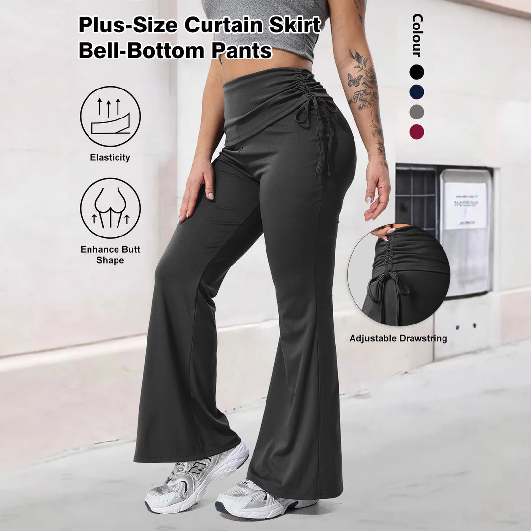 Damen High-Waist Flared-Yogahose mit seitlicher Raffnaht und Kordelzug Shopy Nory