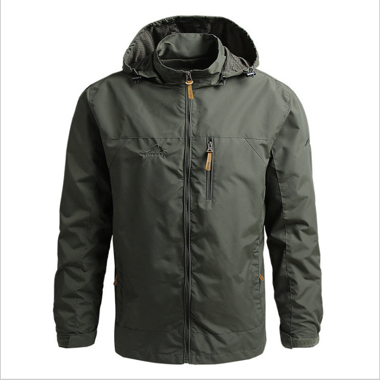Herren Leichte wasserabweisende Kapuzen‑Windjacke mit Brusttasche und verstellbarem Saum Shop Nory