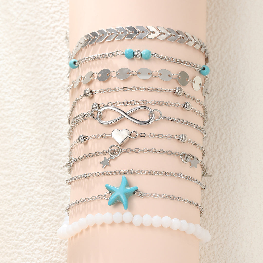 Damen Schmuckarmband-Set mit maritimen Anhängern und bunten Perlen Shop Nory
