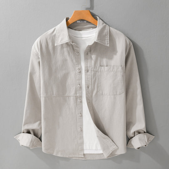 Herren Leichtes Hemdjacken-Overshirt aus gewaschenem Baumwoll-Twill mit Brusttasche Shop Nory