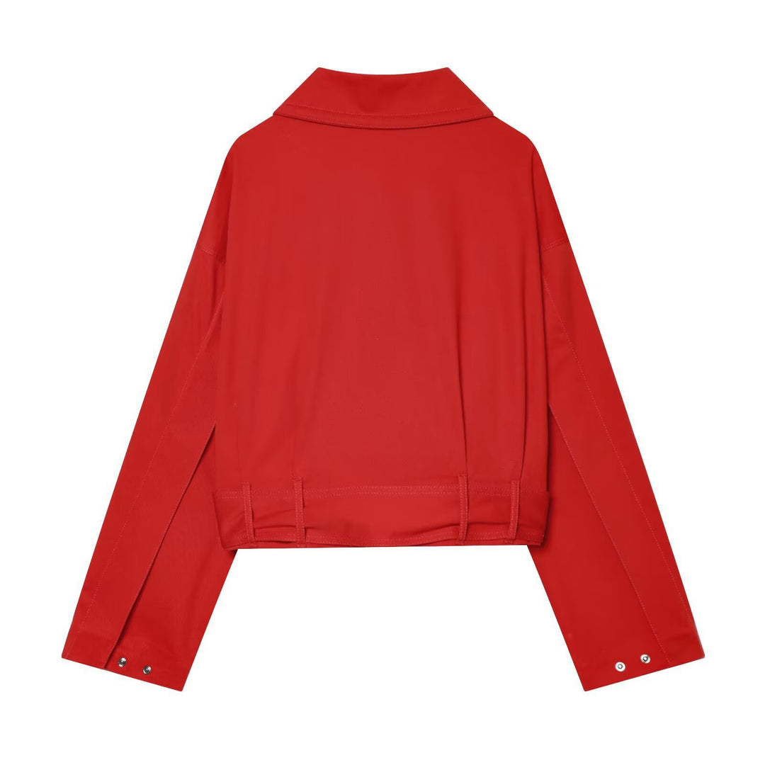 Damen Cropped‑Trenchjacke mit Tunnelzug, Knotenbindegürtel und markantem Stehkragen Shop Nory