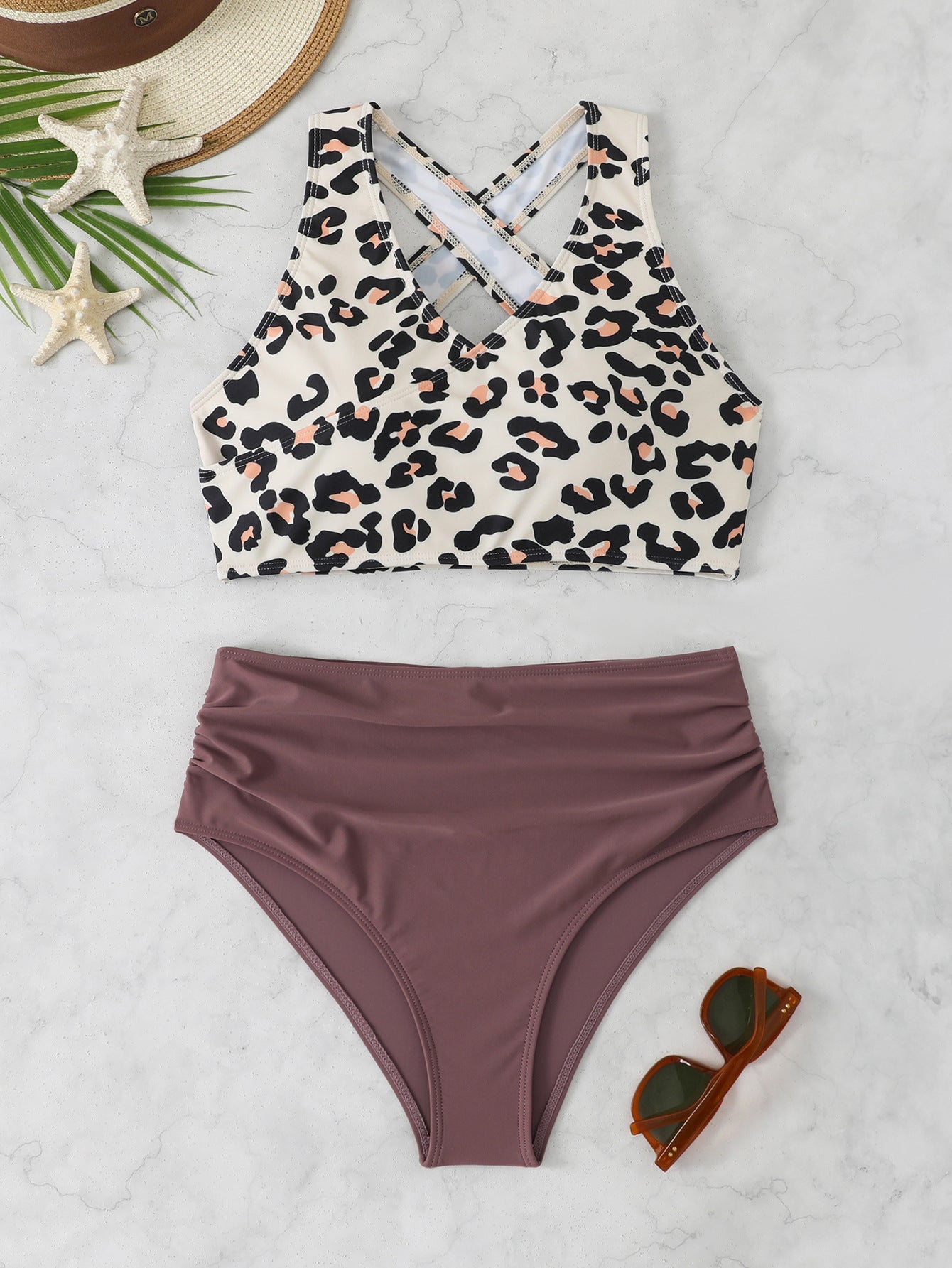 Damen Sportlicher Bikini-Set mit modischem Leo-Design