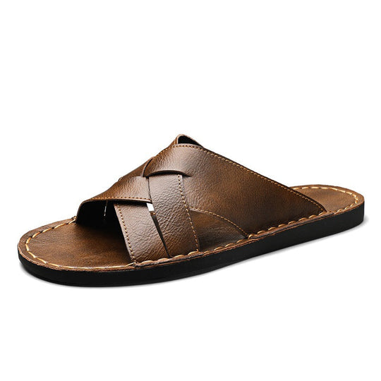 Herren Elegante und bequeme Leder-Sandalen mit verstellbarem Riemensystem