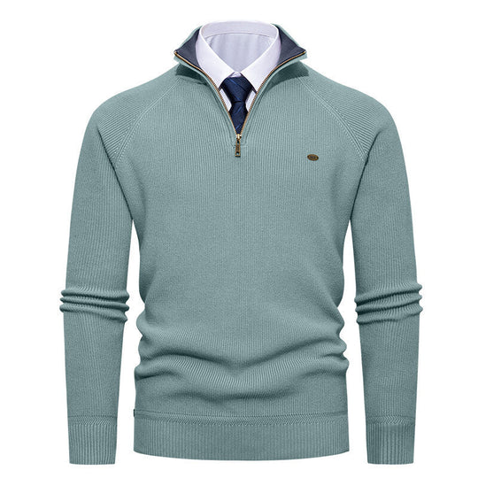 Herren eleganter Strickpullover mit Stehkragen und Reißverschluss