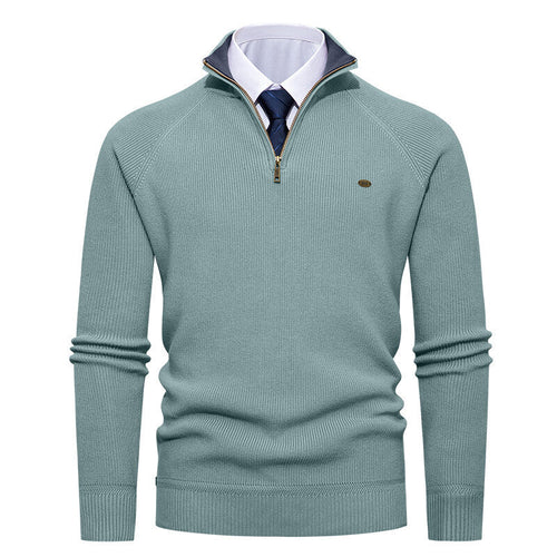 Herren eleganter Strickpullover mit Stehkragen und Reißverschluss