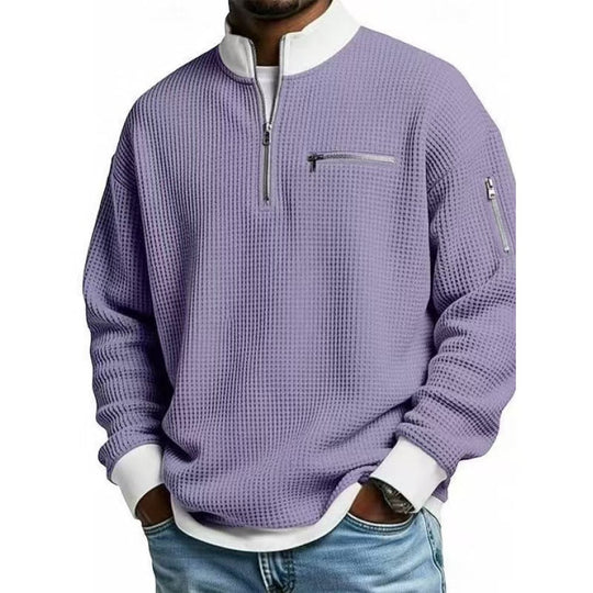 Herren Sweatshirt mit hohem Kragen und praktischem Reißverschluss