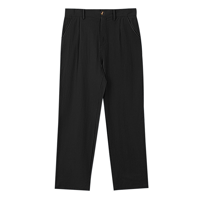 Herren nan elegante Bundfaltenhose aus leichtem Baumwollmix mit geradem Schnitt und Gürtelschlaufen