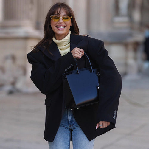 Damen Kompakte strukturierte Handtasche mit Doppelgriff und minimalistischem Design Shop Nory