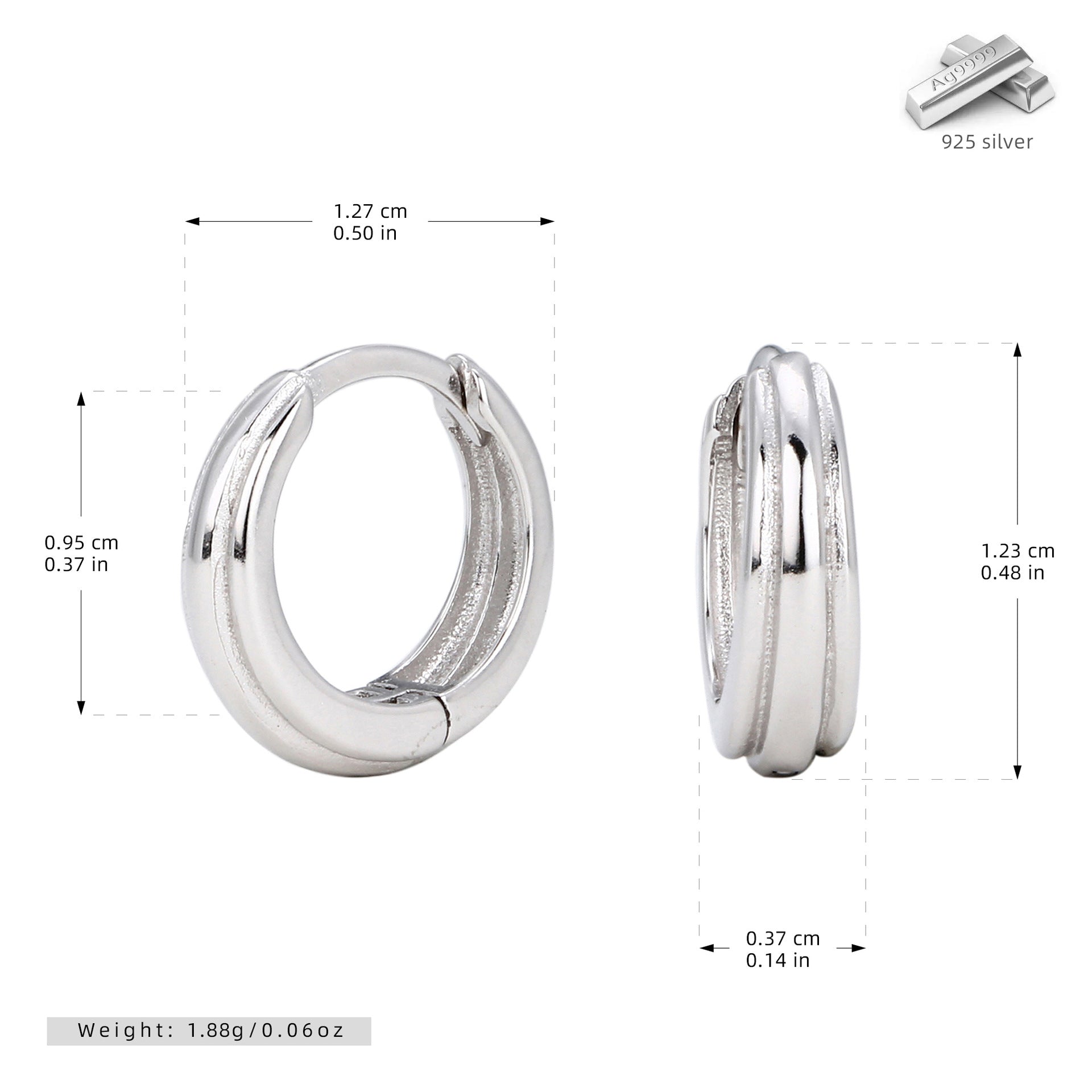 Damen Creolen mit geschwungenem Design aus 925 Sterling Silber Shop Nory