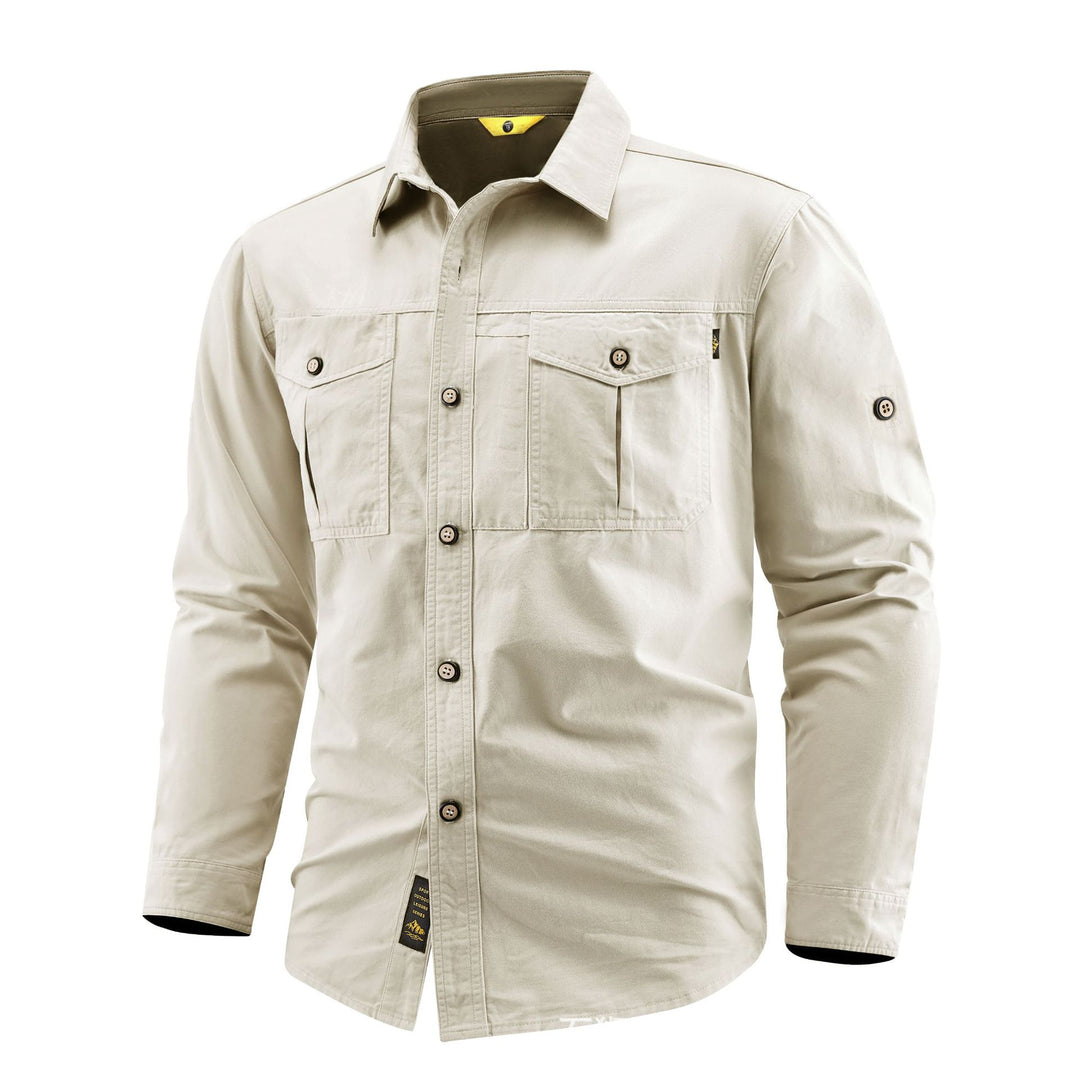 Herren Canvas-Overshirt im Field‑Style mit Brustklappen und durchgehender Knopfleiste Shop Nory