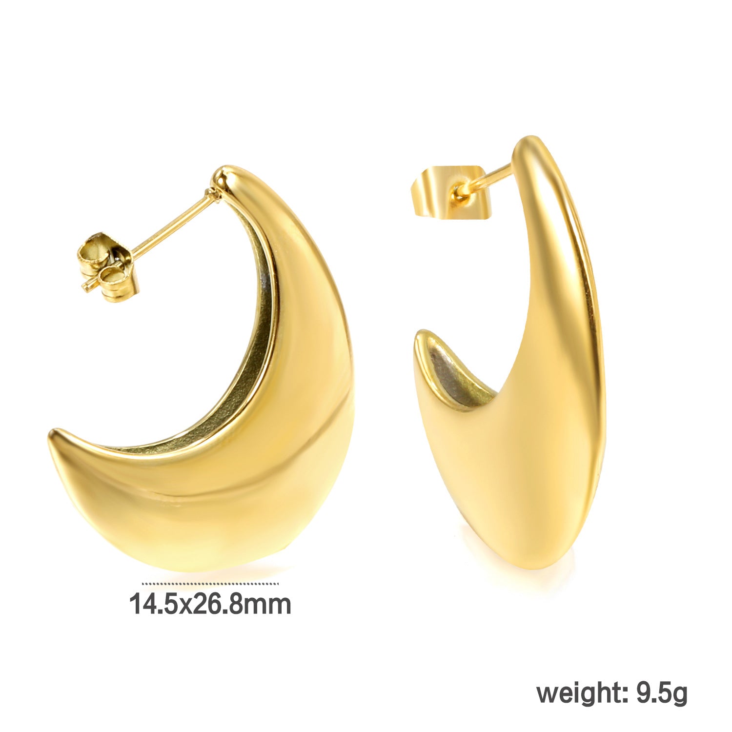 Damen moderne geschwungene Edelstahl-Ohrstecker Shop Nory