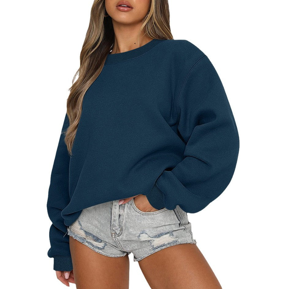 Damen nan oversized Rundhals-Sweatshirt aus Baumwollmix mit überschnittener Schulter, angerauter Innenseite und elastischen Bündchen Shop Nory