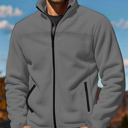 Herren Fleece-Übergangsjacke mit Stehkragen, durchgehendem Reißverschluss und Reißverschlusstaschen Shop Nory