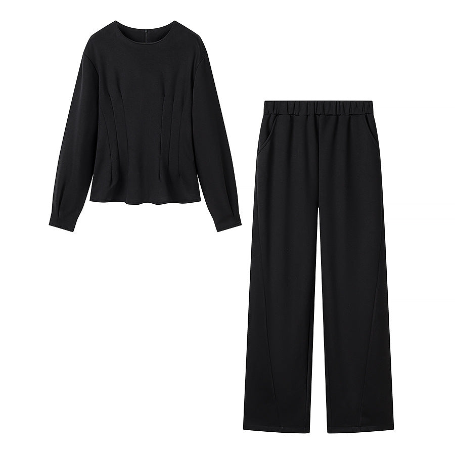 Damen Zweiteiliges Komfort-Lounge-Set mit Langarmshirt und weiter Jogginghose Shop Nory