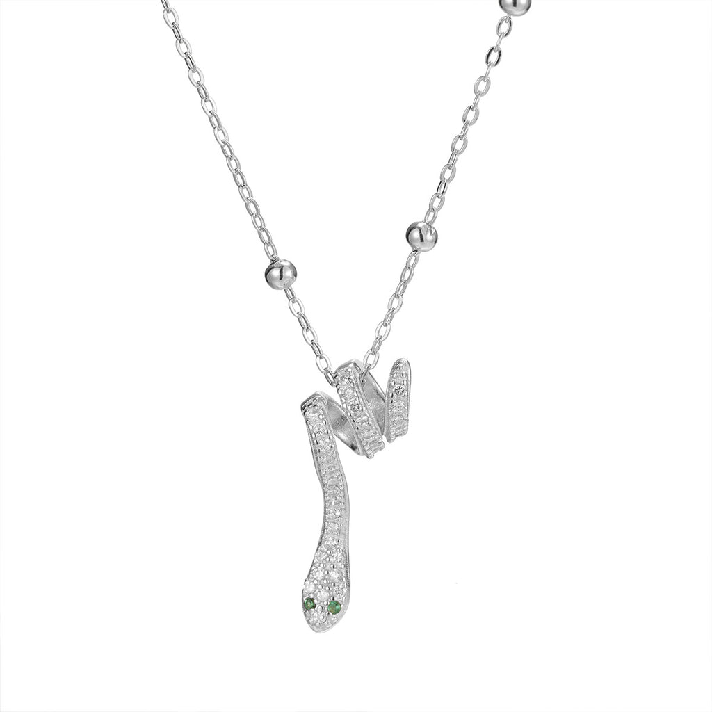 Damen Halskette mit kunstvollem Schlangen-Anhänger und strahlenden Zirkonia Shop Nory