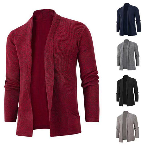 Herren lässige Strickjacke mit offenem Kragen und elegantem Rippdesign