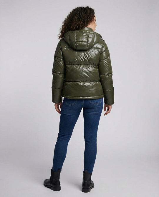 Damen Puffy Jacke Kapuze