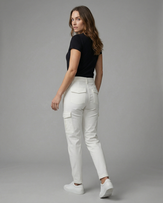 Cargohose Damen mit hohem Bund und Seitentaschen
